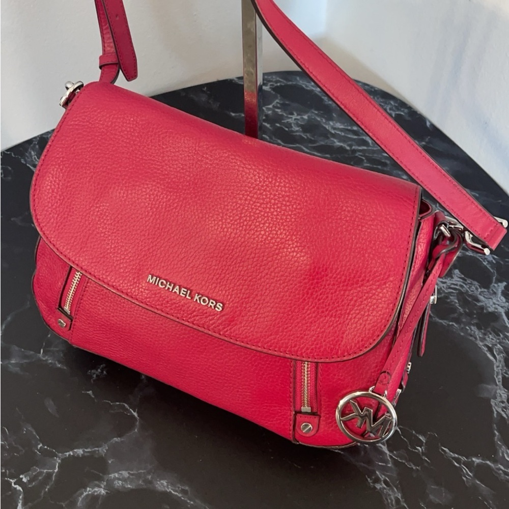 MICHAEL KORS Handbag Bedford Legacy Leather Flap Crossbody Bag Red AUTHENTIC - Picture 7 of 15